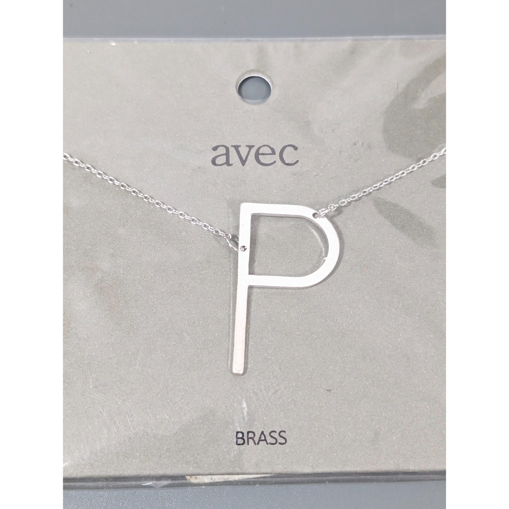 Avec Silver Tone Initial Letter P Necklace Classic NEW